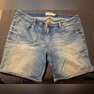 Blue Jean Shorts with Distressed Details